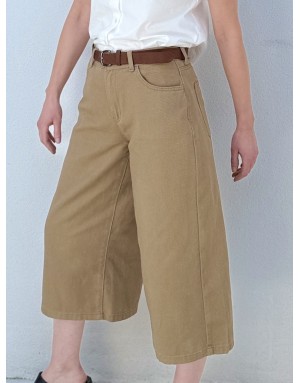 Jupe culotte denim kaki Molly Bracken, 100% coton - Référence : EF1632EP