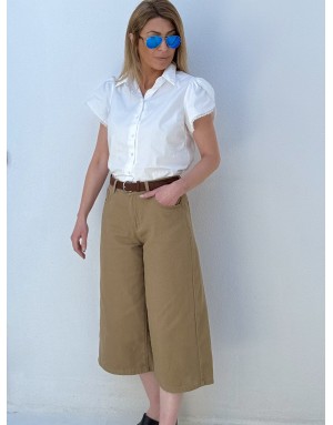 Jupe culotte denim kaki Molly Bracken, 100% coton - Référence : EF1632EP