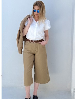 Jupe culotte denim kaki Molly Bracken, 100% coton - Référence : EF1632EP