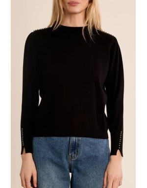 Un pull raffiné et élégant avec son jeu de perles ton sur ton - Référence : E1798EN