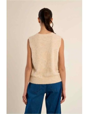 Pull sans manches en maille avec torsades et motifs fantaisie — Référence : LA2046EN