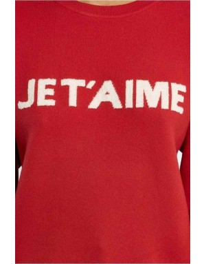 Affichez votre personnalité avec le pull message "JE T'AIME", une note romantique et tendance - Référence : BTL104EH