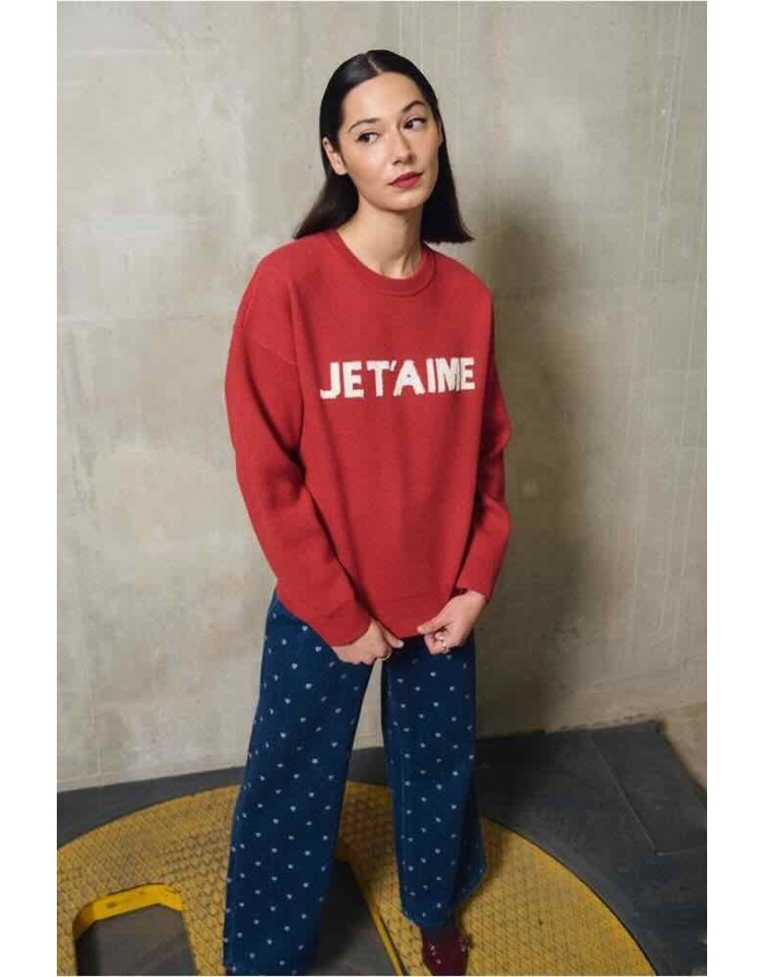 Affichez votre personnalité avec le pull message "JE T'AIME", une note romantique et tendance - Référence : BTL104EH