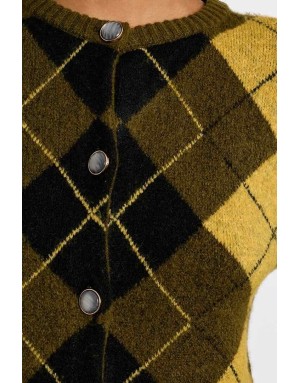 Gilet boutonné en jacquard argyle losanges pièce british chic - Référence : BTL109EH