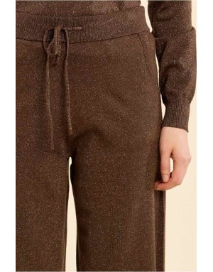 Pantalon jogger large maille lurex LA539EN – Molly Bracken – Chocolat – Collection AH 2026