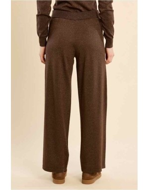 Pantalon jogger large maille lurex LA539EN – Molly Bracken – Chocolat – Collection AH 2026