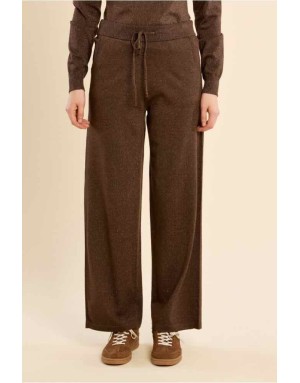 Pantalon jogger large maille lurex LA539EN – Molly Bracken – Chocolat – Collection AH 2026