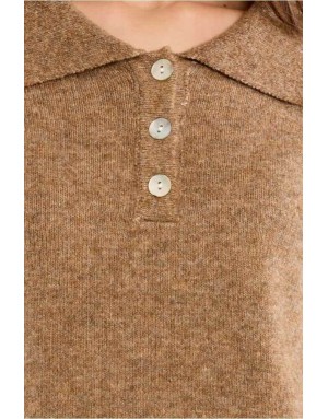 Pull classique polo, maille douce chinée, 5% laine Référence : LAS154EN