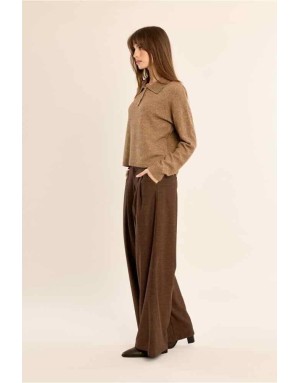 Pull classique polo, maille douce chinée, 5% laine Référence : LAS154EN