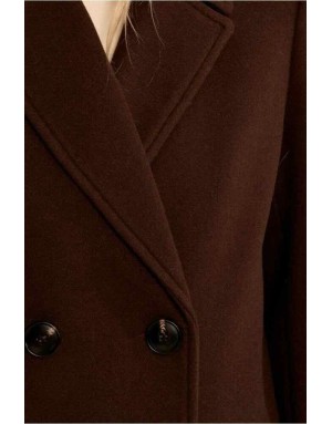 manteau droit et structuré, coloris marron - Référence : P1888EH