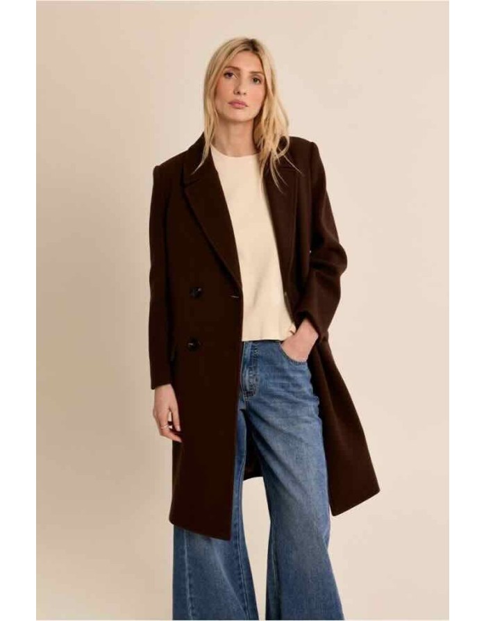manteau droit et structuré, coloris marron - Référence : P1888EH