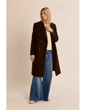 manteau droit et structuré, coloris marron - Référence : P1888EH