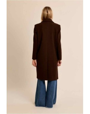 manteau droit et structuré, coloris marron - Référence : P1888EH