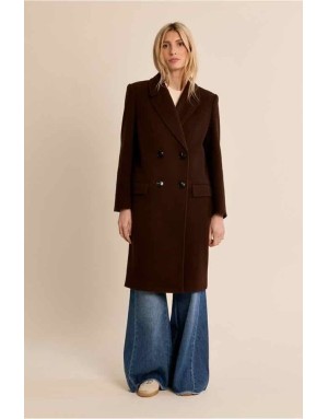 manteau droit et structuré, coloris marron - Référence : P1888EH