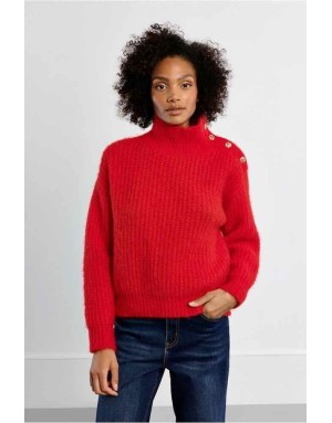 PULL MAILLE ROUGE COL MONTANT - MOLLY BRACKEN
