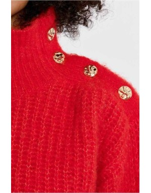 PULL MAILLE ROUGE COL MONTANT - MOLLY BRACKEN