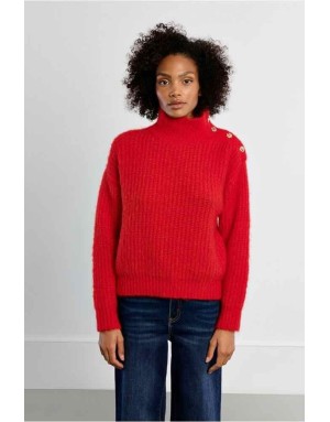 PULL MAILLE ROUGE COL MONTANT - MOLLY BRACKEN