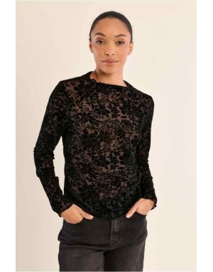 Un top d'exception au motif fleuri texturé en relief — Référence : T1678BEN