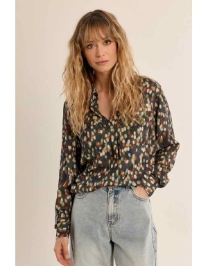 Chemise imprimée à pois multicolores, fils lurex — Apporte du peps à toutes les tenues d'automne. Référence : T1841EN