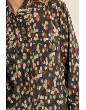 Chemise imprimée à pois multicolores, fils lurex — Apporte du peps à toutes les tenues d'automne. Référence : T1841EN