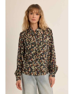 Chemise imprimée à pois multicolores, fils lurex — Apporte du peps à toutes les tenues d'automne. Référence : T1841EN