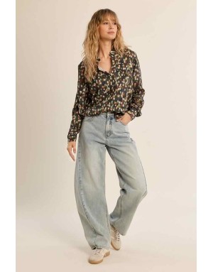 Chemise imprimée à pois multicolores, fils lurex — Apporte du peps à toutes les tenues d'automne. Référence : T1841EN