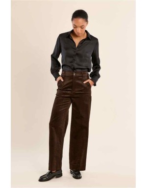 Pantalon imprimé animal texturé, coupe droite et taille haute — Référence : T2279EH