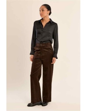 Pantalon imprimé animal texturé, coupe droite et taille haute — Référence : T2279EH