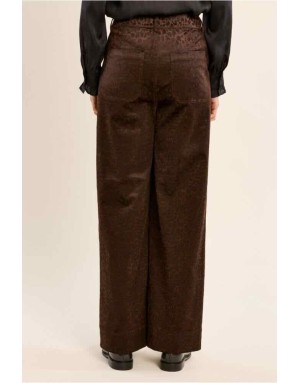 Pantalon imprimé animal texturé, coupe droite et taille haute — Référence : T2279EH