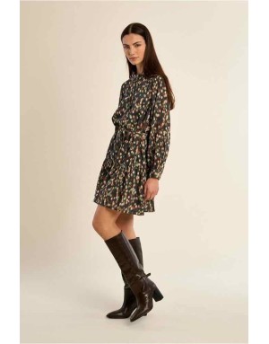 Robe chemise, imprimée de pois multicolores traversés de fils lurex, entièrement doublée Référence : T2298EN
