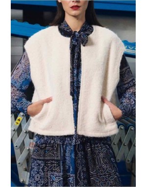 Gilet précieux en maille bouclette fluffy, Bracken - Référence : TL437AEH