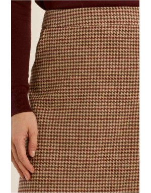 Mini jupe au motif pied-de-poule rouge foncé, veste assortie Référence G997EH