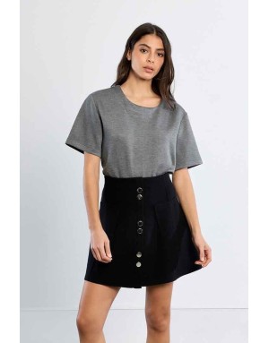 Jupe maille taille haute, coloris noir - Lili Sidonio x Molly Bracken - Référence : LAL733EN