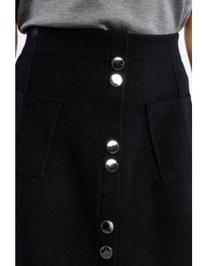 Jupe maille taille haute, coloris noir - Lili Sidonio x Molly Bracken - Référence : LAL733EN
