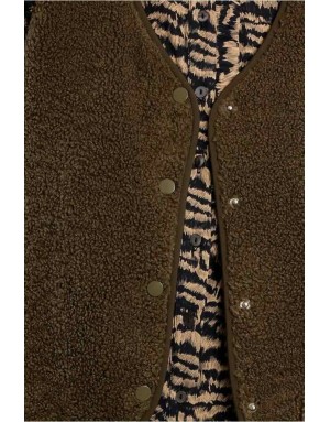 Gilet imitation fourrure de mouton, coloris kaki - Référence : RL742EN