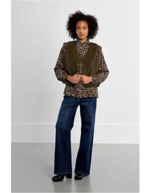 Gilet imitation fourrure de mouton, coloris kaki - Référence : RL742EN