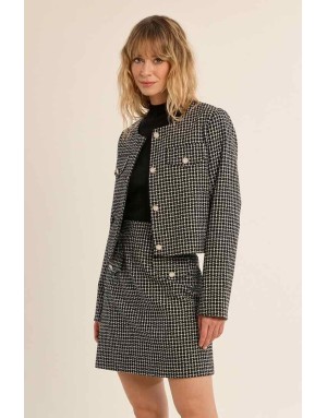 Jupe façon tweed, coloris noir et blanc - Référence : LA1752EN