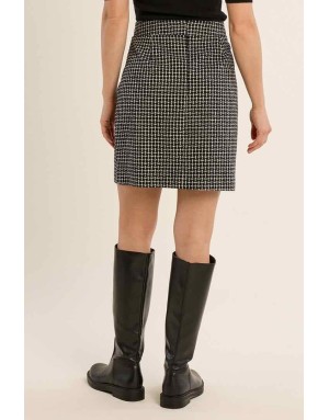 Jupe façon tweed, coloris noir et blanc - Référence : LA1752EN