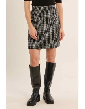 Jupe façon tweed, coloris noir et blanc - Référence : LA1752EN