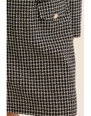 Jupe façon tweed, coloris noir et blanc - Référence : LA1752EN