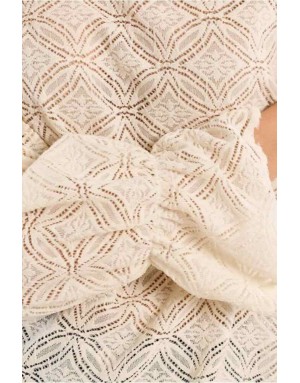 BLOUSE DENTELLE SEMI-TRANSPARENTE COL MONTANT - MOLLY BRACKEN