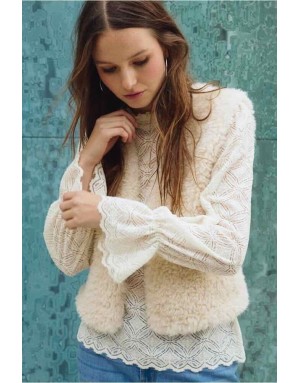 BLOUSE DENTELLE SEMI-TRANSPARENTE COL MONTANT - MOLLY BRACKEN