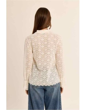 BLOUSE DENTELLE SEMI-TRANSPARENTE COL MONTANT - MOLLY BRACKEN