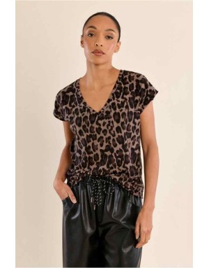 tee-shirt imprimé léopard, jupe assortie Référence : T1533CEN