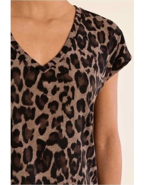 tee-shirt imprimé léopard, jupe assortie Référence : T1533CEN