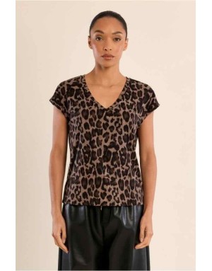 tee-shirt imprimé léopard, jupe assortie Référence : T1533CEN