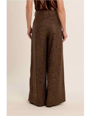 Pantalon large à pinces au motif léopard élégant - Référence : T1637EN