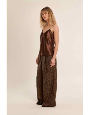 Pantalon large à pinces au motif léopard élégant - Référence : T1637EN