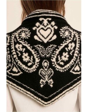 écharpe en maille au motif bandana noir et blanc, Référence : B327EH