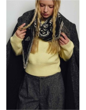 écharpe en maille au motif bandana noir et blanc, Référence : B327EH
